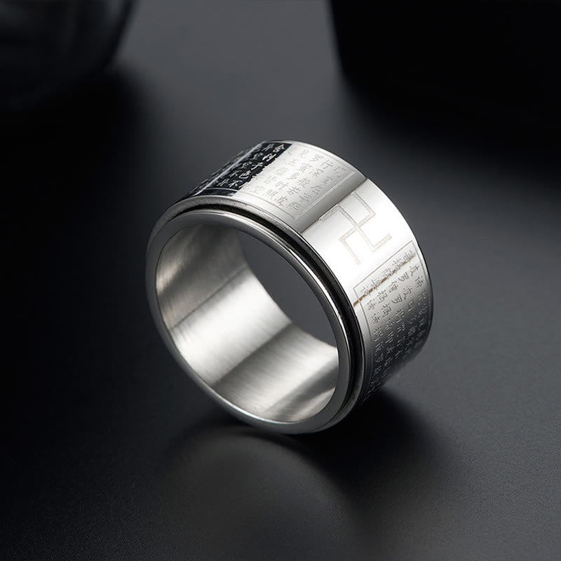 Heart Sutra Rotatable Titanium Steel Spiritual Ring