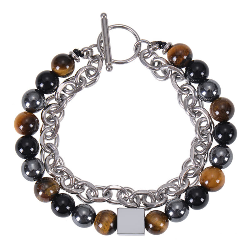 8mm Colorful Tiger Eye Double Wrap Protection Bracelet