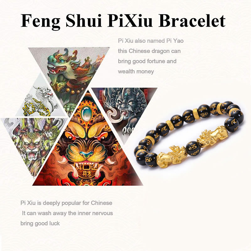 Obsidian & Onyx PiXiu Wealth Bracelet