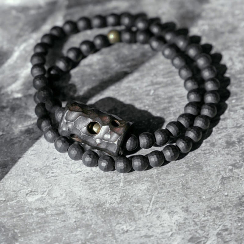 6mm Black Onyx Ebony Double Wrap Protection Bracelet