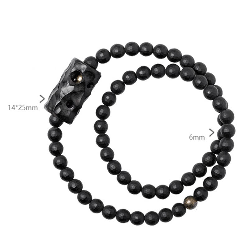 6mm Black Onyx Ebony Double Wrap Protection Bracelet