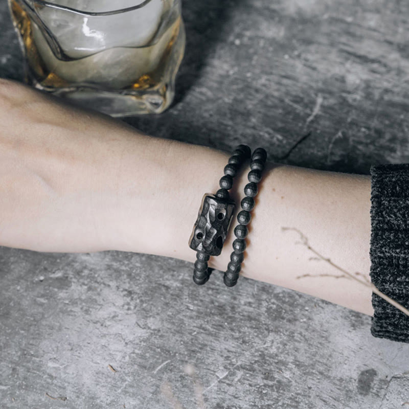 6mm Black Onyx Ebony Double Wrap Protection Bracelet