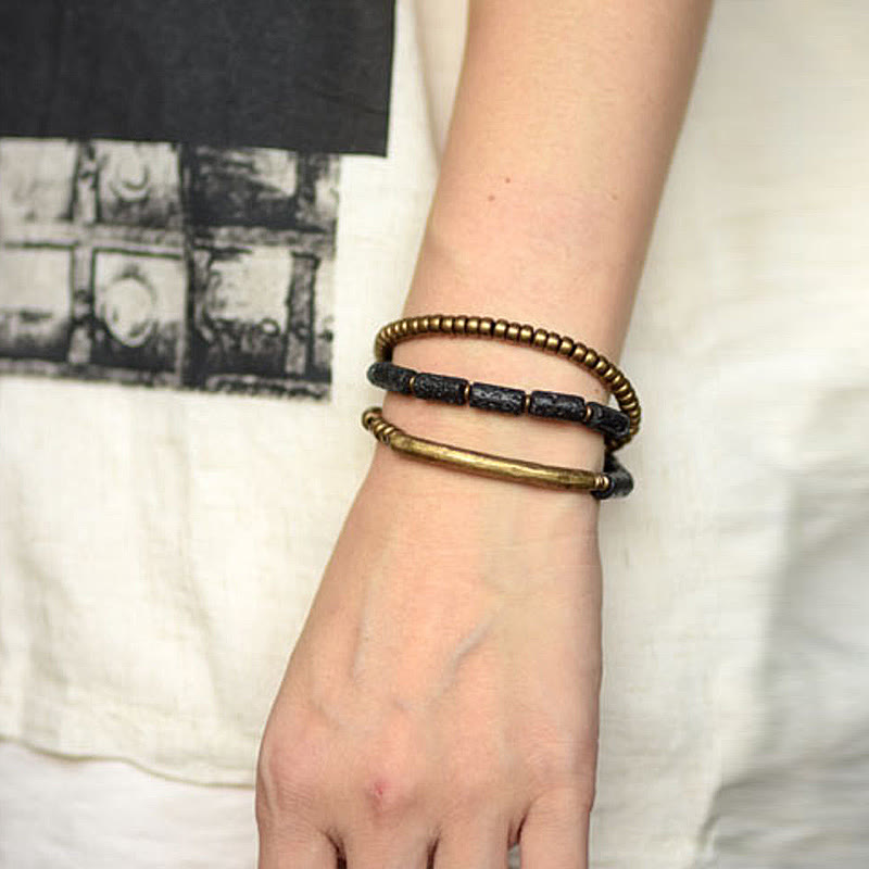 6mm Lava Rock Copper Multi-turn Wrap Spiritual Bracelet