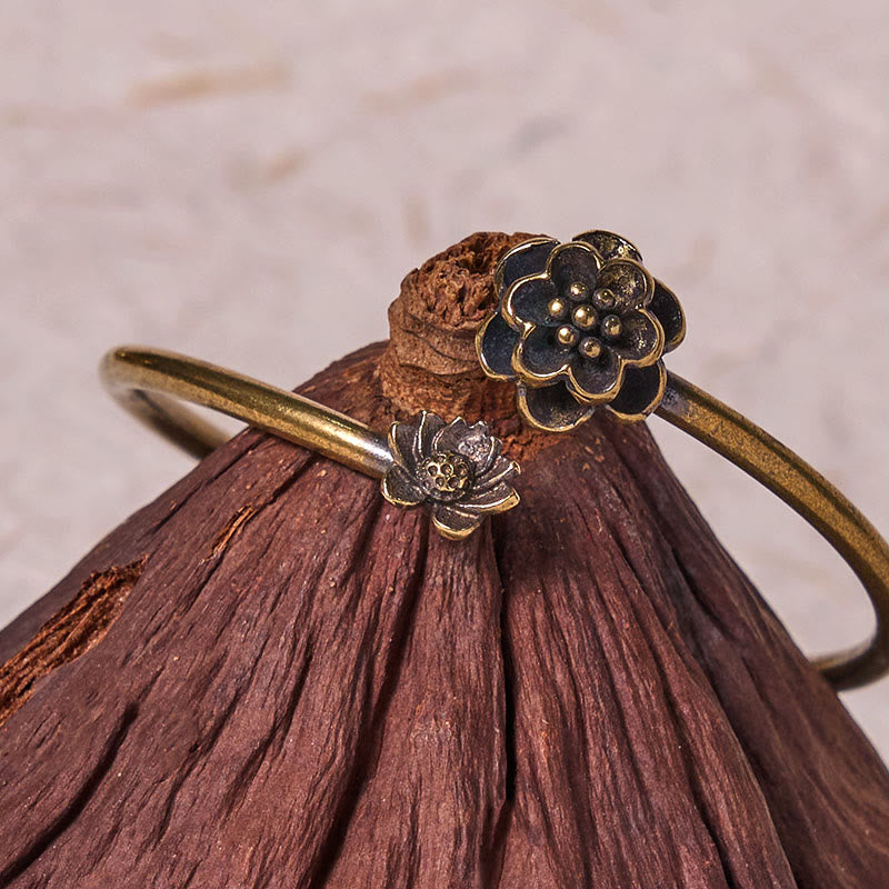 Peach Blossom Copper Healing Bracelet Bangle 14-17cm Adjustable
