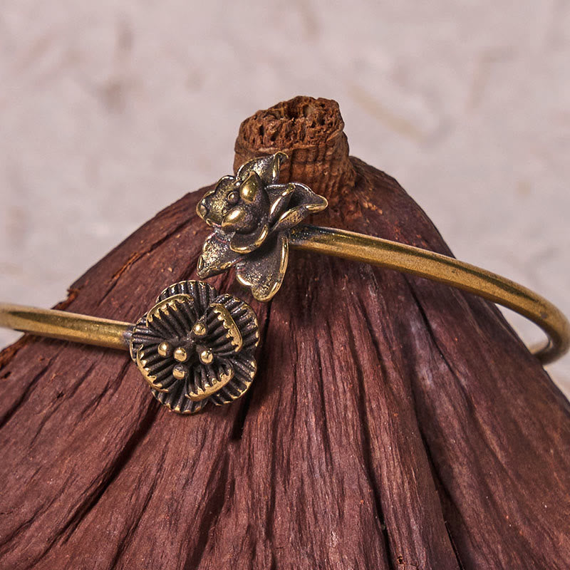 Peach Blossom Copper Healing Bracelet Bangle 14-17cm Adjustable