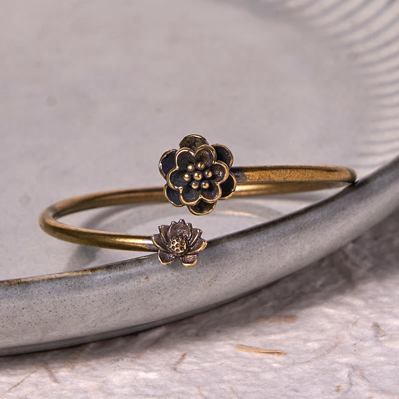 Peach Blossom Copper Healing Bracelet Bangle 14-17cm Adjustable