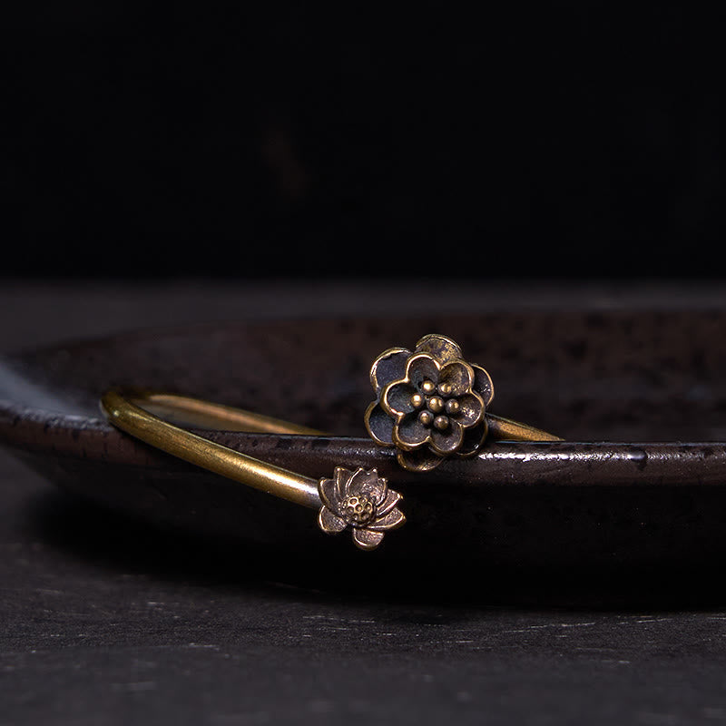 Peach Blossom Copper Healing Bracelet Bangle 14-17cm Adjustable