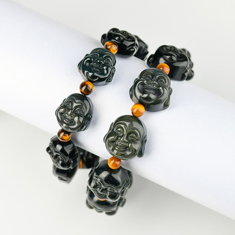 Rainbow Obsidian Laughing Buddha Transformation Bracelet 18mm