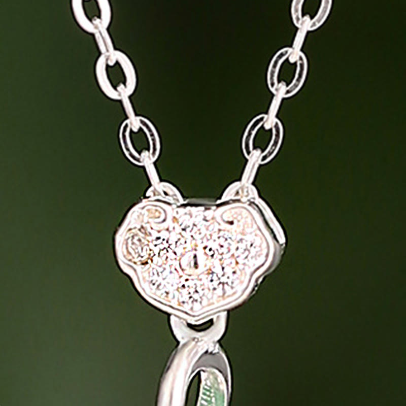 Jade Ginkgo Peace Buckle Sterling Silver Necklace