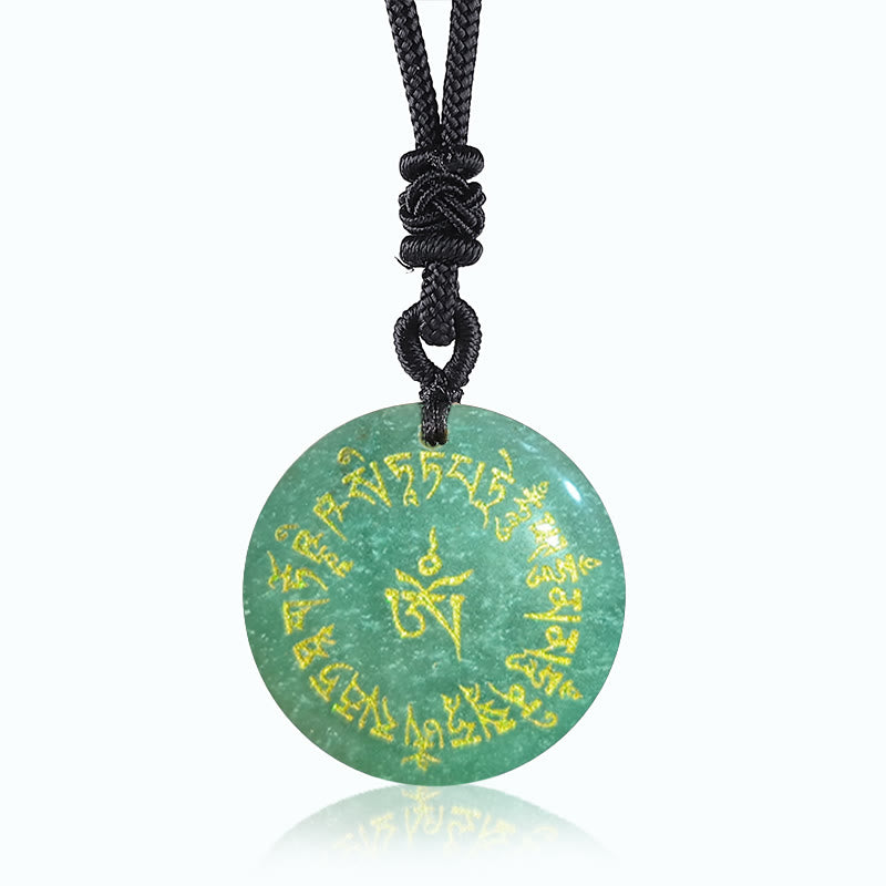 Fortune-gathering Mantra Obsidian Crystal Necklace Pendant
