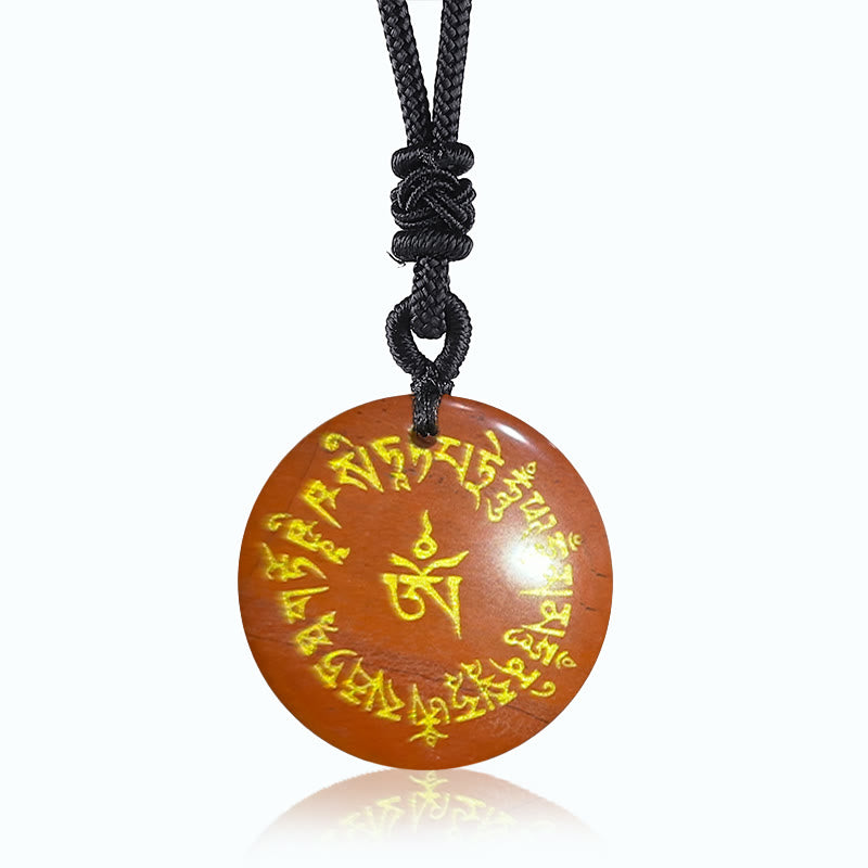 Fortune-gathering Mantra Obsidian Crystal Necklace Pendant