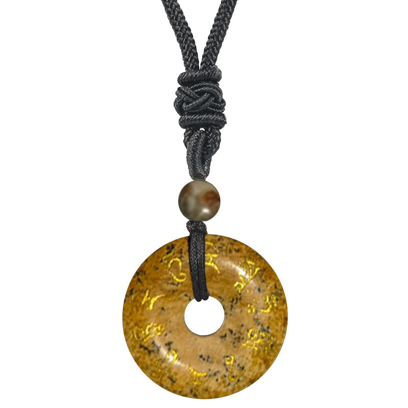 Green Tara Mantra Black Obsidian Necklace Pendant