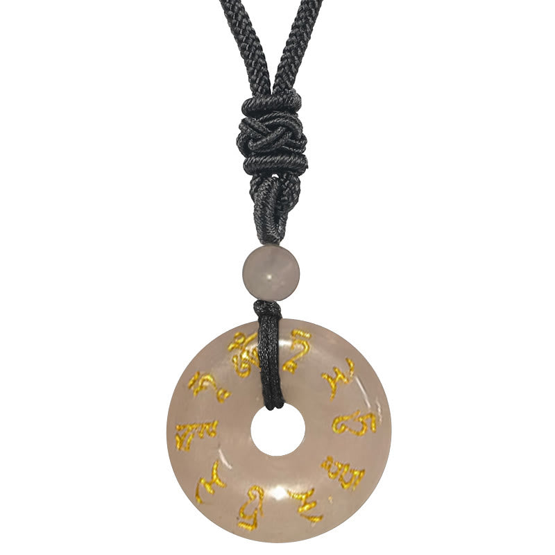 Green Tara Mantra Black Obsidian Necklace Pendant
