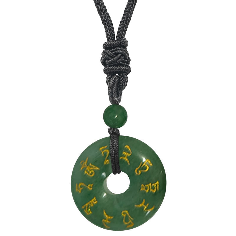 Green Tara Mantra Black Obsidian Necklace Pendant