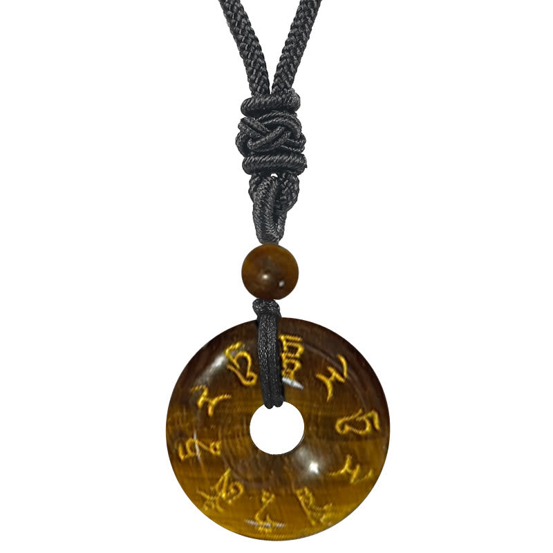 Green Tara Mantra Black Obsidian Necklace Pendant