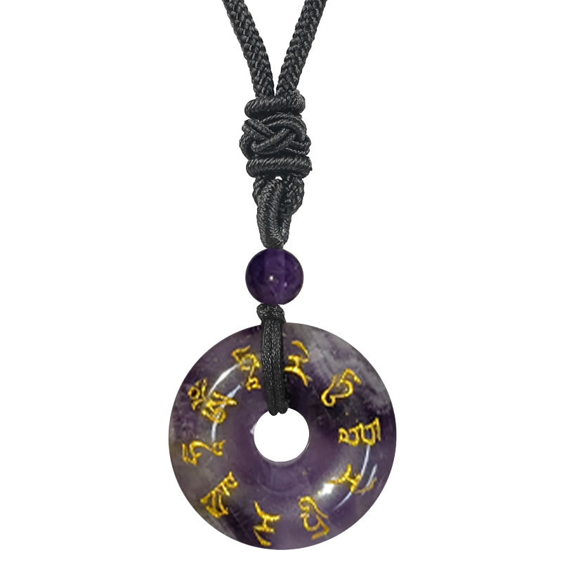 Green Tara Mantra Black Obsidian Necklace Pendant