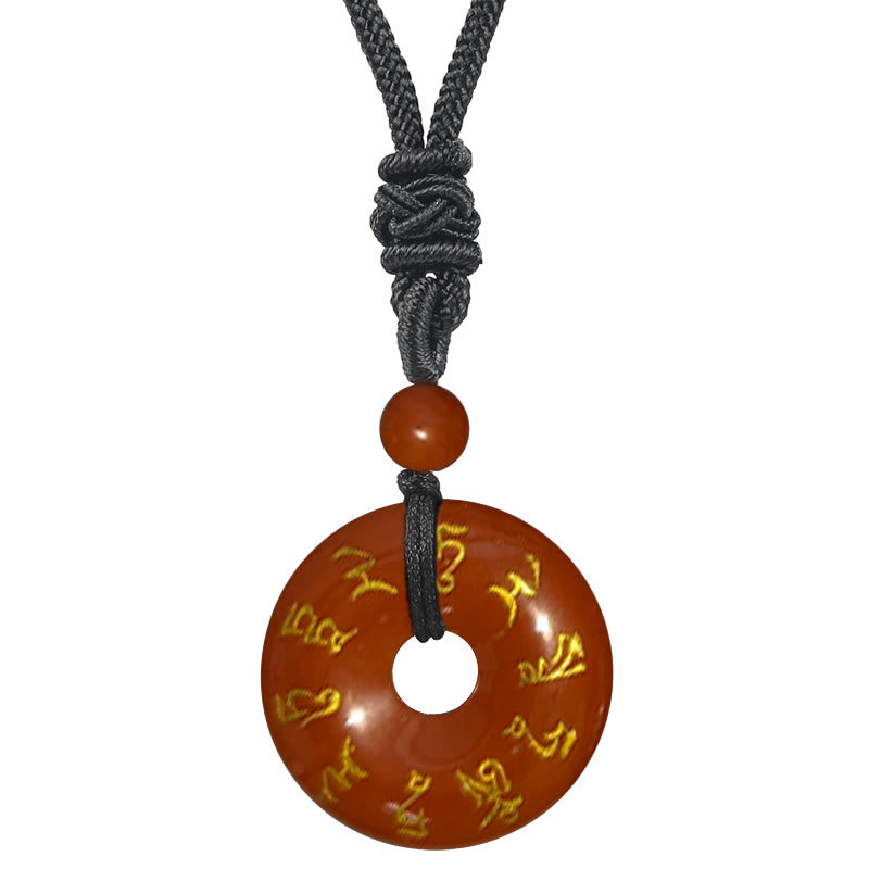 Green Tara Mantra Black Obsidian Necklace Pendant