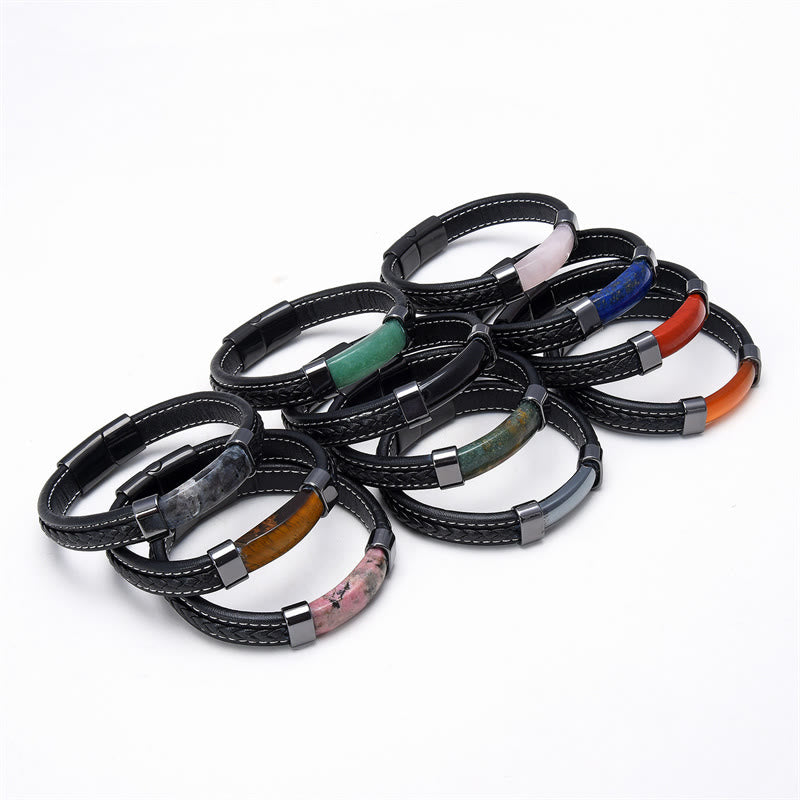 16-18cm Tiger Eye Leather Balance Bracelet