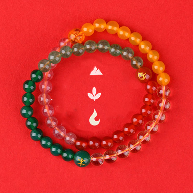 6mm Five Elements Crystal Agate Wisdom Bracelet