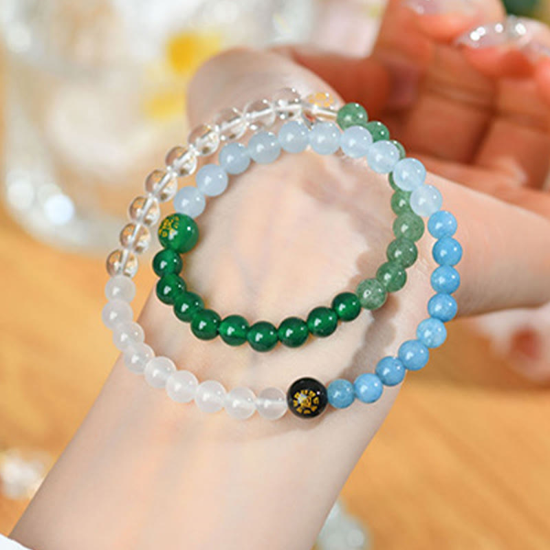 6mm Five Elements Crystal Agate Wisdom Bracelet