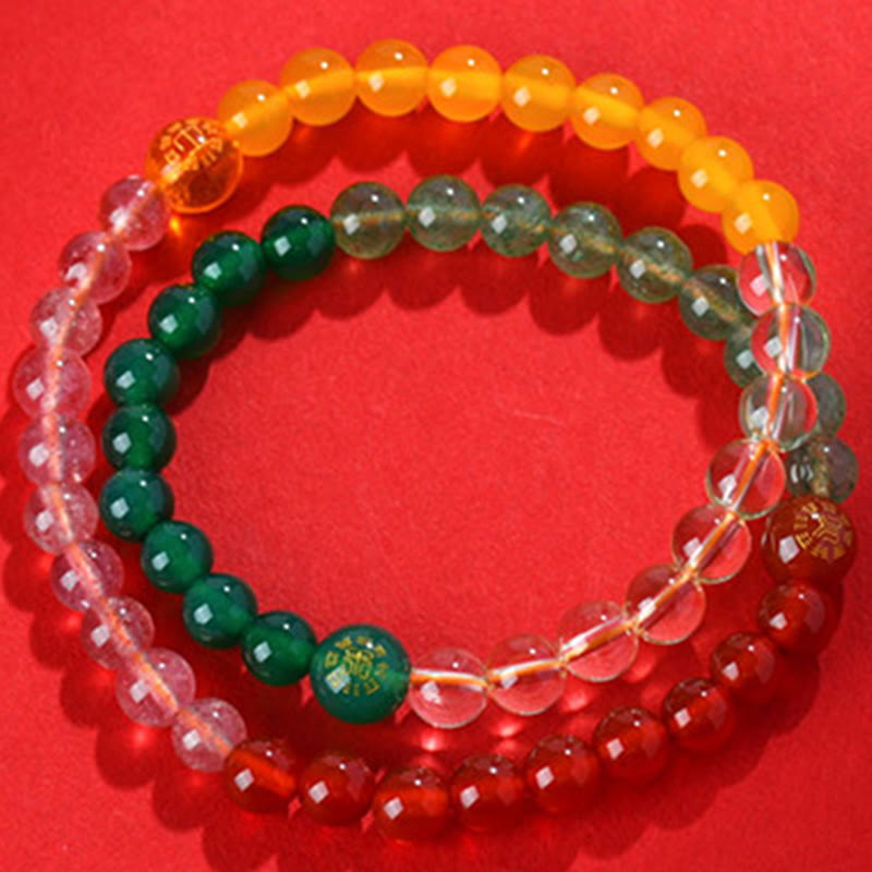 6mm Five Elements Crystal Agate Wisdom Bracelet