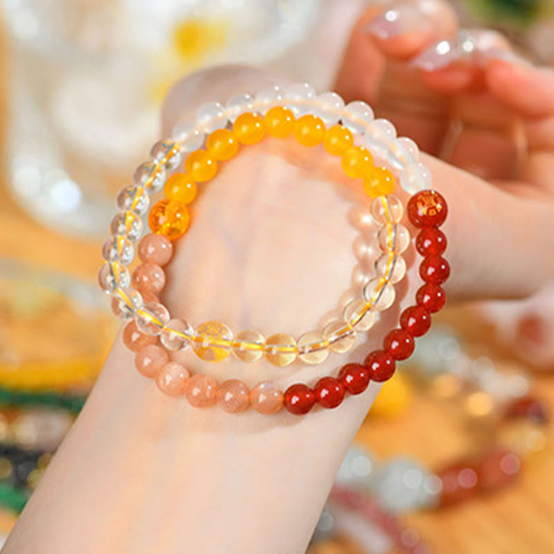6mm Five Elements Crystal Agate Wisdom Bracelet