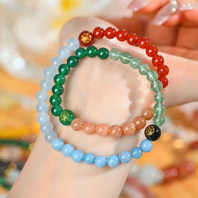 6mm Five Elements Crystal Agate Wisdom Bracelet