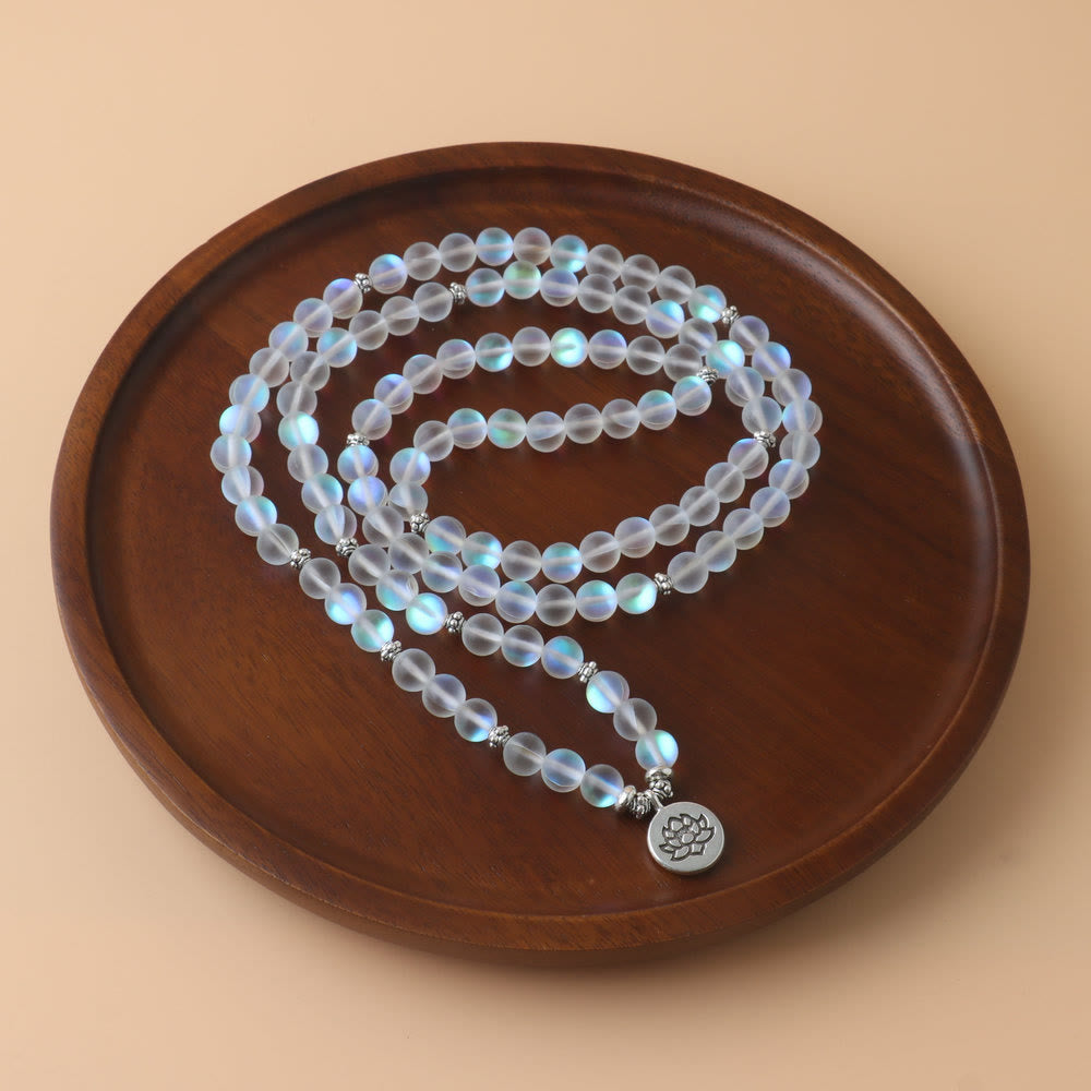 108 Beads Glitter Stone Lotus Bracelet for Meditation Enlightenment