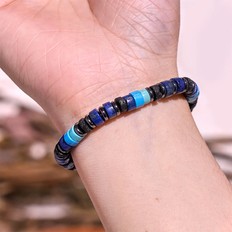 6mm Hematite Turquoise Lava Rock Spiritual Bracelet