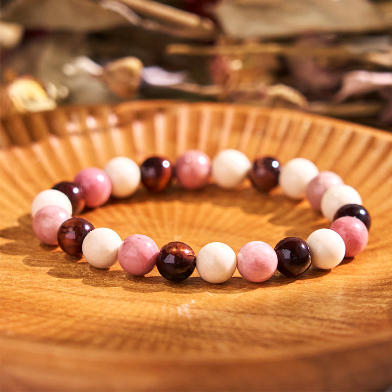8mm Tiger Eye Protection Bracelet with Black Glitter Stones