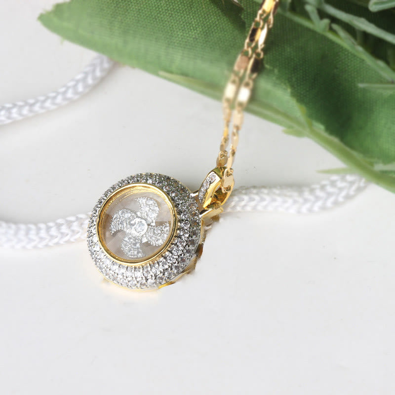 Gold Plated Copper Fu Windmill Spiritual Necklace Balance Pendant