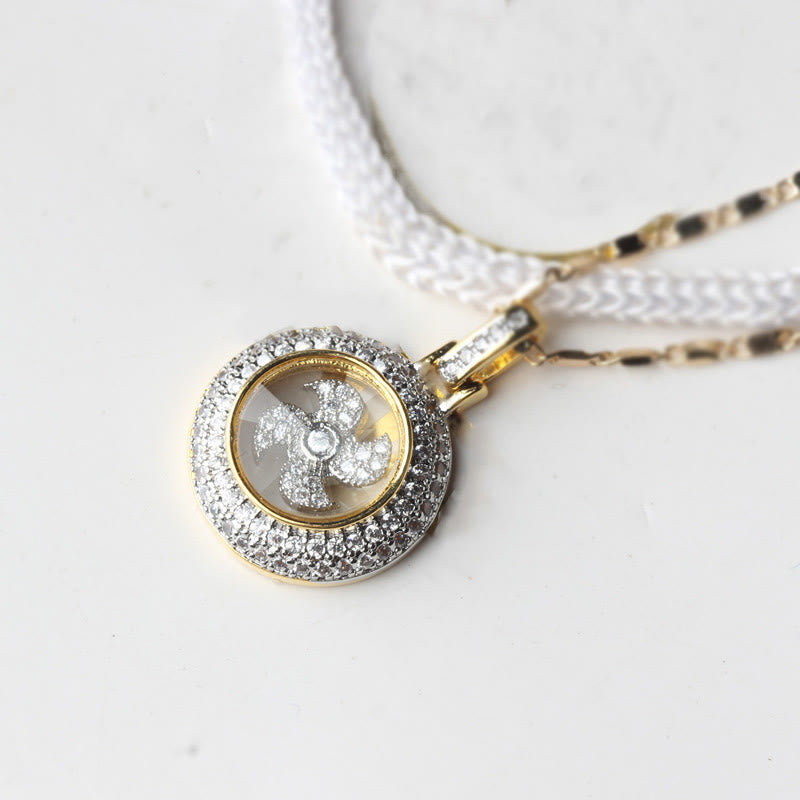 Gold Plated Copper Fu Windmill Spiritual Necklace Balance Pendant