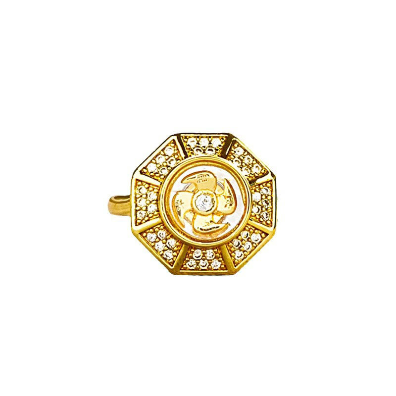 Gold Plated Copper Windmill Ring for Luck & Wealth Spiritual Energy