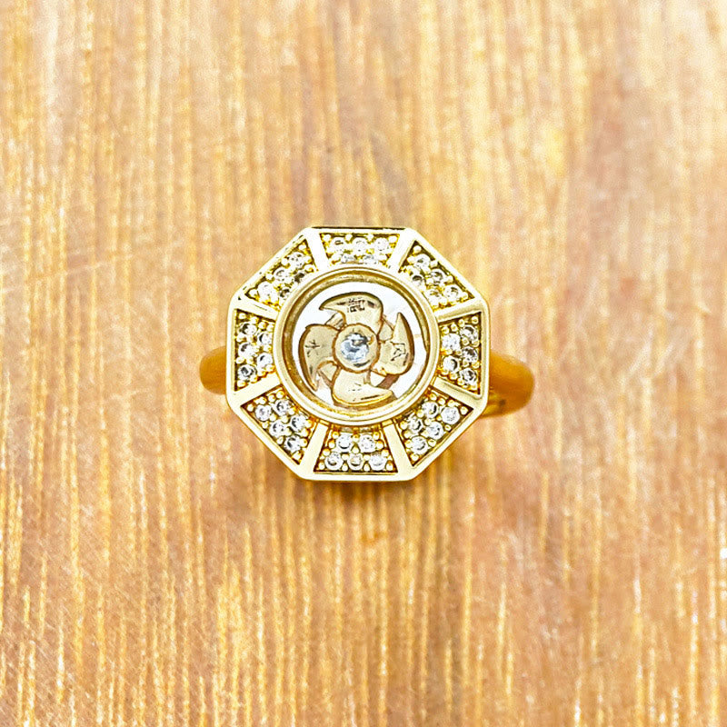 Gold Plated Copper Windmill Ring for Luck & Wealth Spiritual Energy