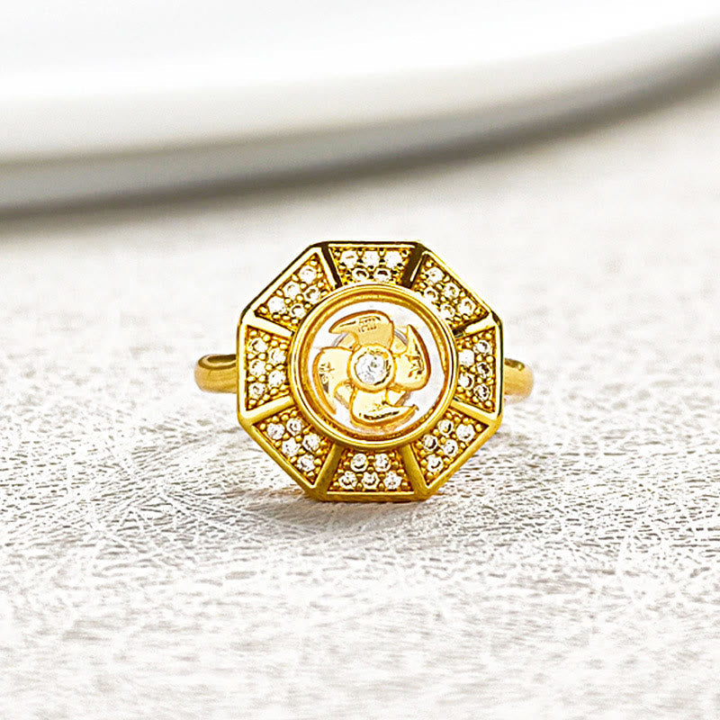 Gold Plated Copper Windmill Ring for Luck & Wealth Spiritual Energy