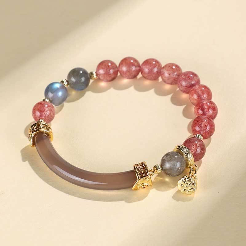 52mm Labradorite Fluorite Pearl Cuff Bracelet for Spiritual Balance