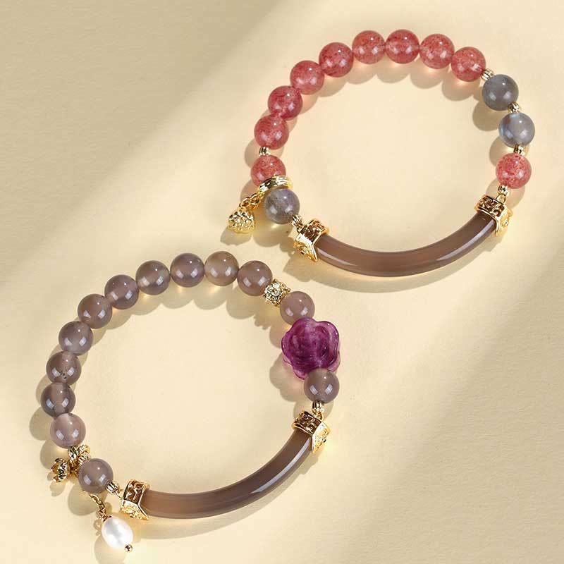 52mm Labradorite Fluorite Pearl Cuff Bracelet for Spiritual Balance