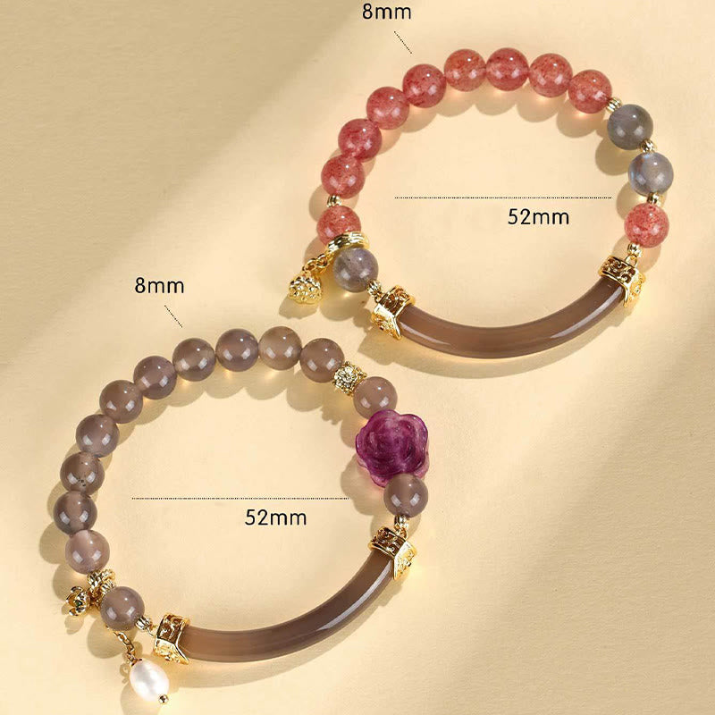 52mm Labradorite Fluorite Pearl Cuff Bracelet for Spiritual Balance