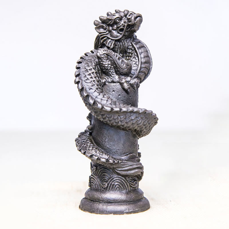 Handmade Iron Powder Resin Flying Dragon Statue 20cm