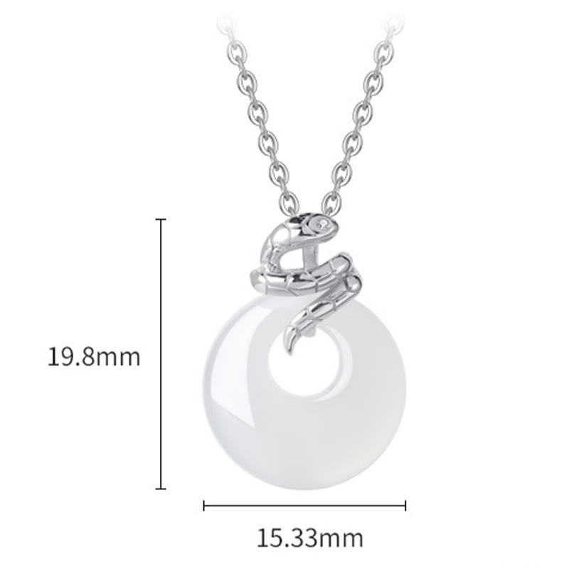 925 Sterling Silver Chalcedony Peace Buckle Snake Necklace for Spiritual Protection