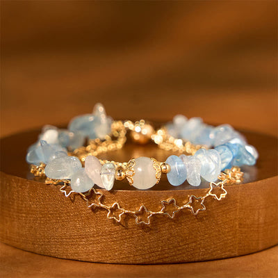 Aquamarine Gravel Healing Bracelet with Star Buckle 14-16cm