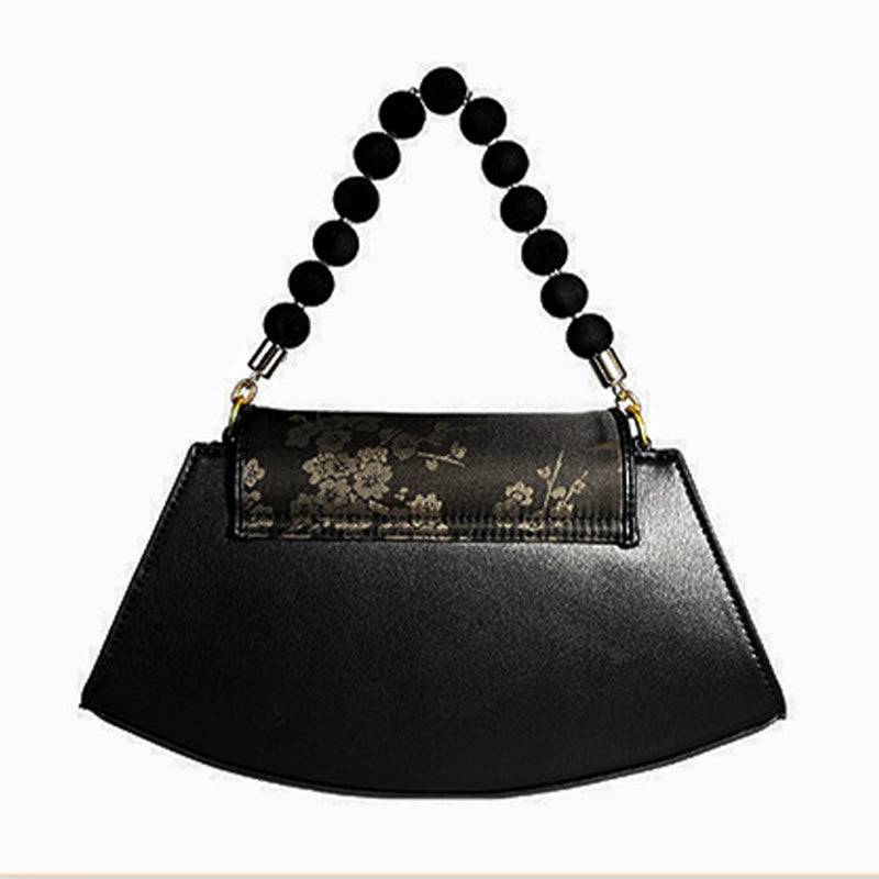 Plum Bamboo Bead Chain Crossbody Bag in Xiangyunsha Silk