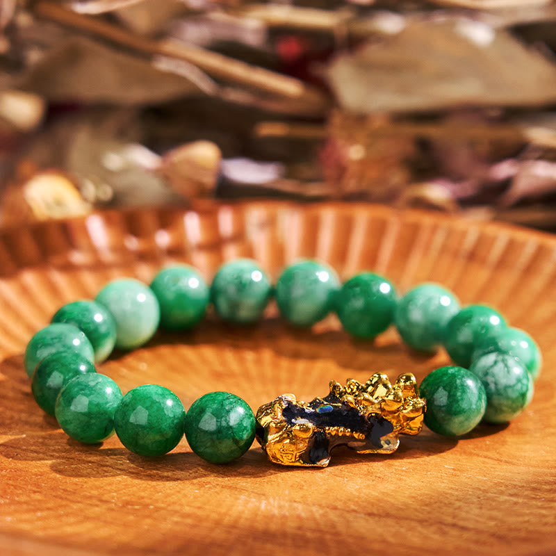 12mm Jade FengShui PiXiu Protection Bracelet for Luck