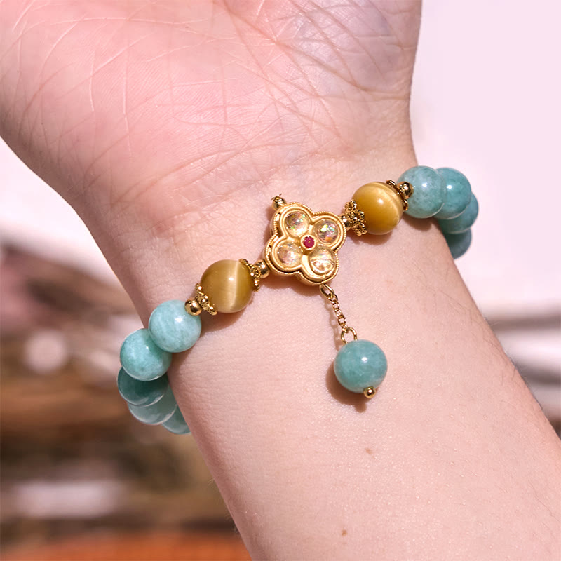 Unisex Jade Yellow Tiger Eye Prosperity Bracelet 14-16cm
