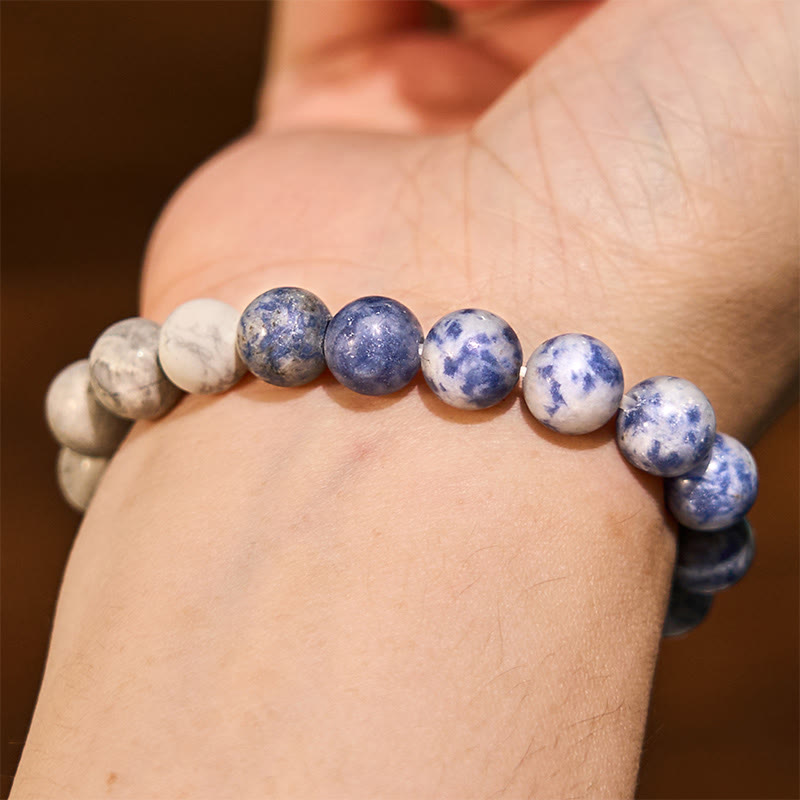 Sodalite 8mm Picasso Jasper White Turquoise Intuition Bracelet