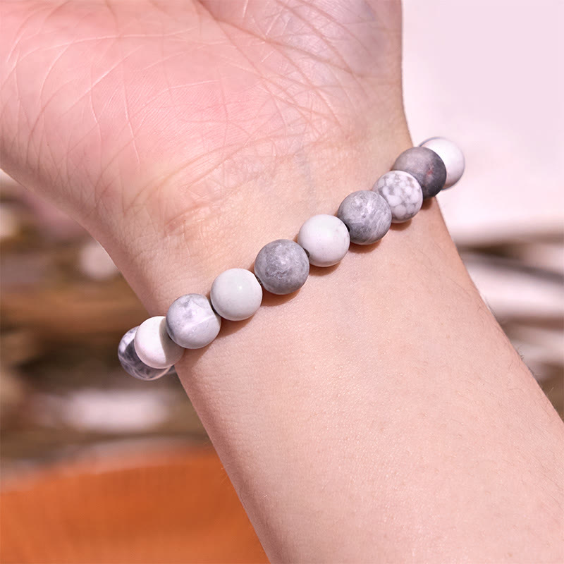 10mm Picasso Jasper White Turquoise Courage Bracelet