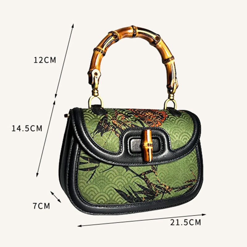 Black Bamboo Flower Xiangyunsha Silk Crossbody Bag