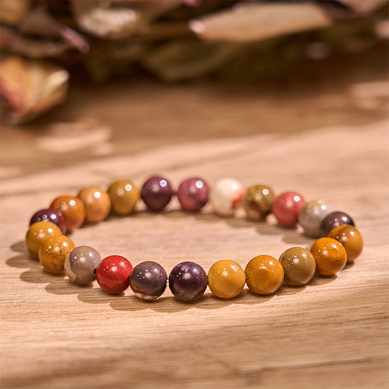 8mm Mookaite Emotional Growth Agate Beaded Bracelet