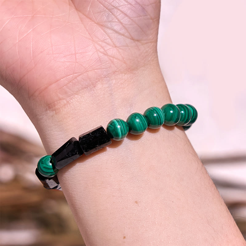 8mm Malachite Black Tourmaline Healing Purity Bracelet