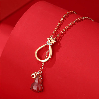 Red Agate Chalcedony Gourd Necklace | Confidence & Luck